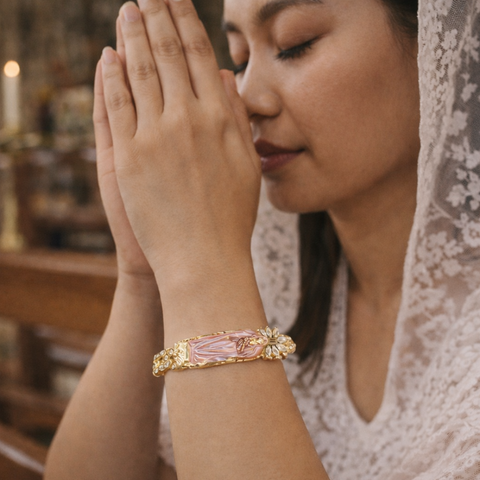 Our Lady of Guadalupe Devotional Bracelet with Zirconia Semi-Precious Stones