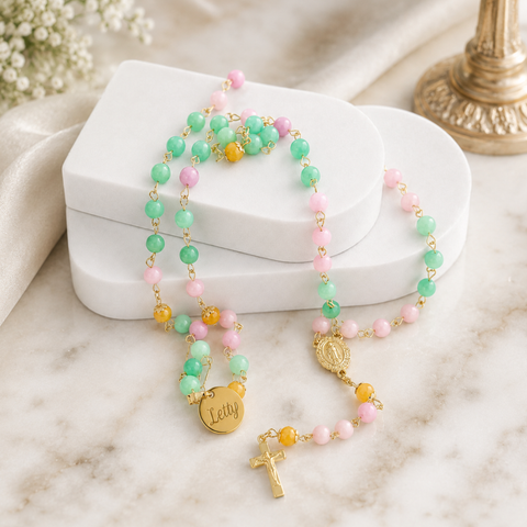 Personalized Marian Medal Catholic Rosary