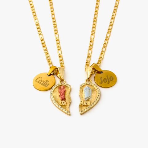 Catholic His & Hers Couple Necklace Set – St. Joseph & Virgin Mary Medals | Valentine’s Gift
