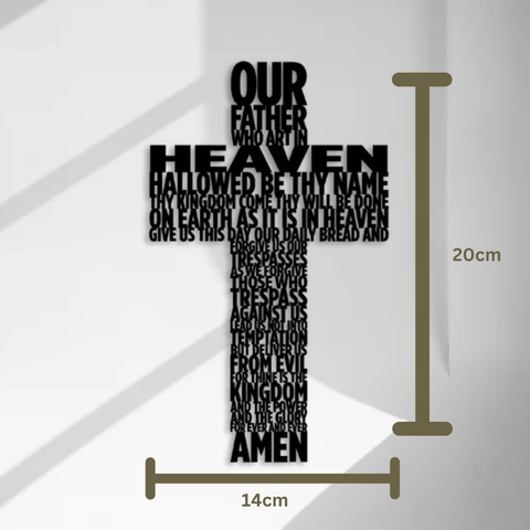 Our Father Metal Wall Cross – Lord’s Prayer Christian Home Decor