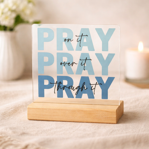 Personalized Wooden Prayer Plaque with Bible Verse – Catholic Tabletop Stand