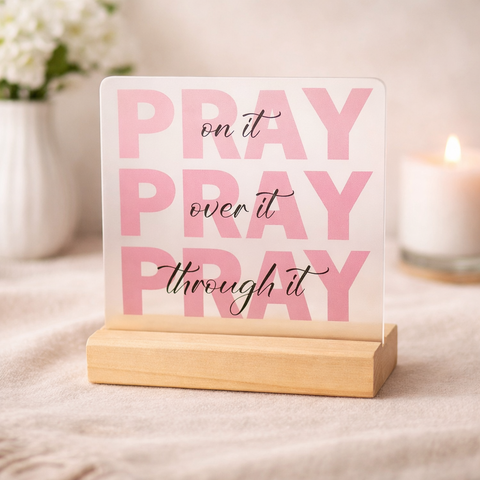 Personalized Wooden Prayer Plaque with Bible Verse – Catholic Tabletop Stand