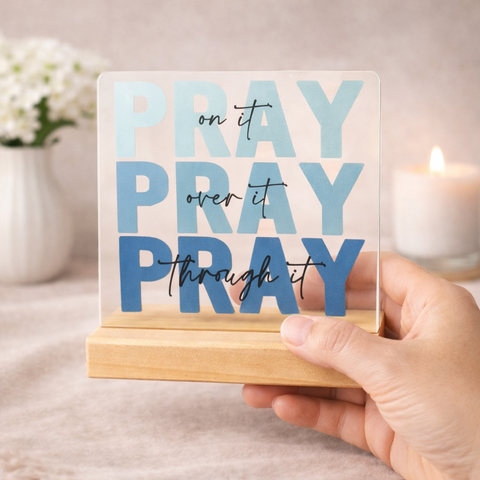 Personalized Wooden Prayer Plaque with Bible Verse – Catholic Tabletop Stand