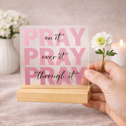 Personalized Wooden Prayer Plaque with Bible Verse – Catholic Tabletop Stand