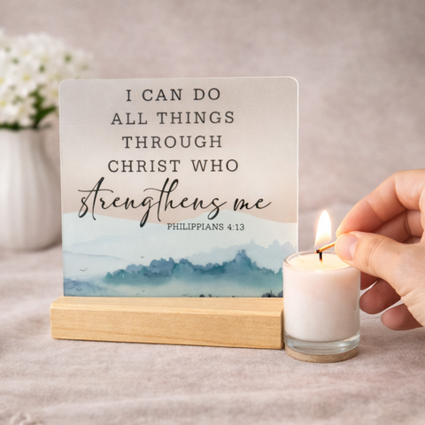 Personalized Wooden Prayer Plaque with Bible Verse – Catholic Tabletop Stand