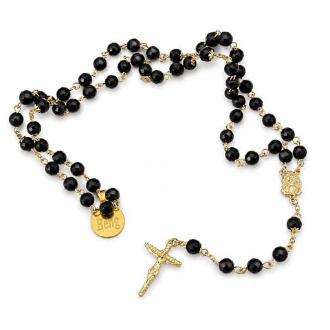 Personalized Stainless Steel Glass Bead Rosary with Suffering Christ Medal