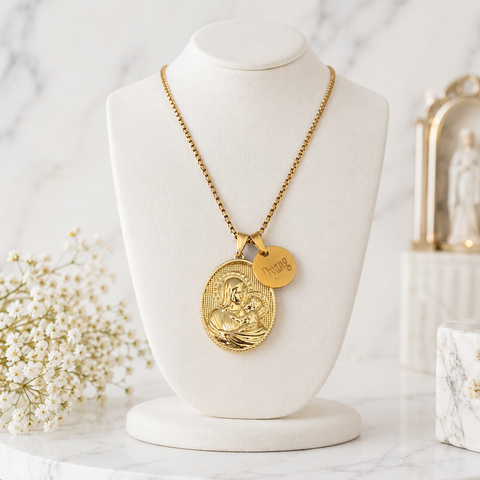 Mother and Child Personalized Stainless Steel Gold Necklace