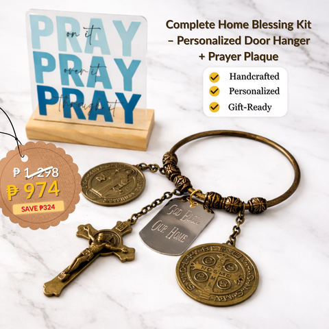 Complete Home Blessing Kit – Personalized Door Hanger + Prayer Plaque