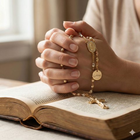 Personalized Our Lady of Guadalupe Tricolor Rosary – Custom Name | Gold, Rose Gold, Silver Beads