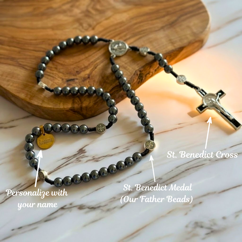 Personalized St. Benedict Paracord Rosary with Medal and Cross