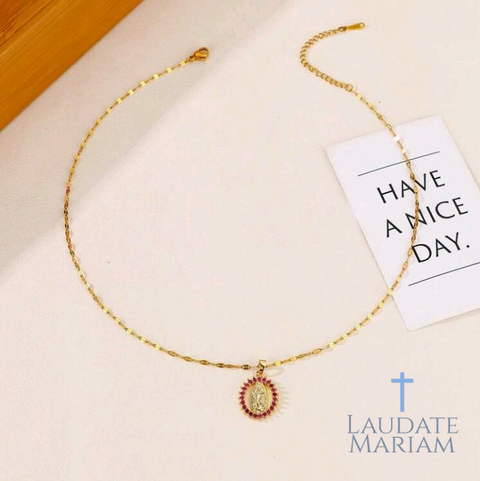 Our Lady of Guadalupe Necklace – Gold-Plated & Customizable Name Pendant