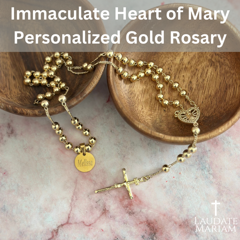 Immaculate Heart of Mary Personalized Gold Rosary