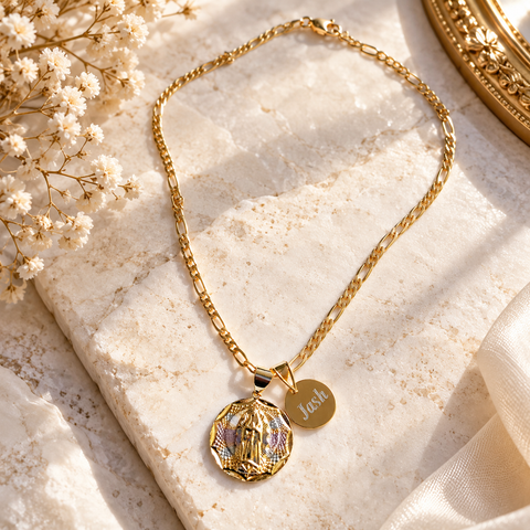 Personalized Marian Necklace – Gold-Plated Virgin Mary Pendant