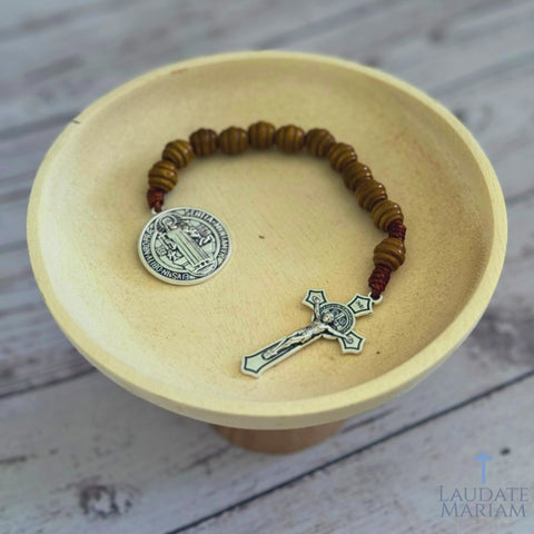 St. Benedict Handheld Cross with Medal & Beads – A Powerful Catholic Sacramental for Protection