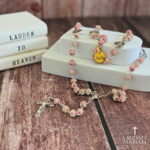 Personalized St. Benedict Rosary with Rhinestone Beads – Catholic Sacramental for Protection