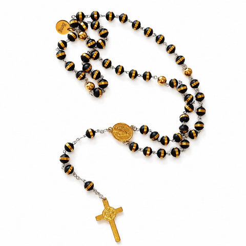 Personalized Black Rubber Rosary with Blessed Virgin Mary Pendant – Custom Catholic Prayer Beads