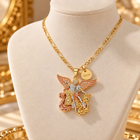 Personalized St. Michael the Archangel Pendant Necklace – Gold-Plated