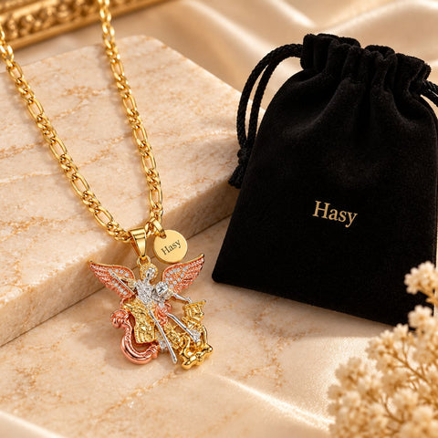 Personalized St. Michael the Archangel Pendant Necklace – Gold-Plated