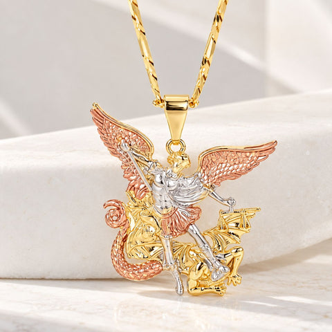 Personalized St. Michael the Archangel Pendant Necklace – Gold-Plated