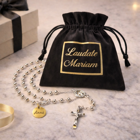 Our Lady of Guadalupe Stainless Steel Rosary in Silver & Gold with Custom Pouch