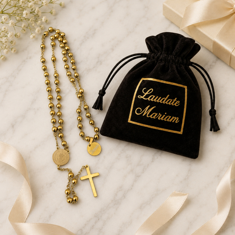 Personalized St. Benedict Stainless Steel Rosary – Gold & Two-Tone Custom Catholic Prayer Beads