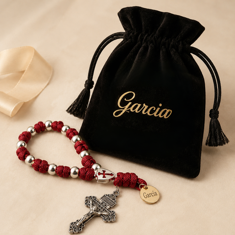 Jesus on the Cross Personalized Braided One-Decade Rosary