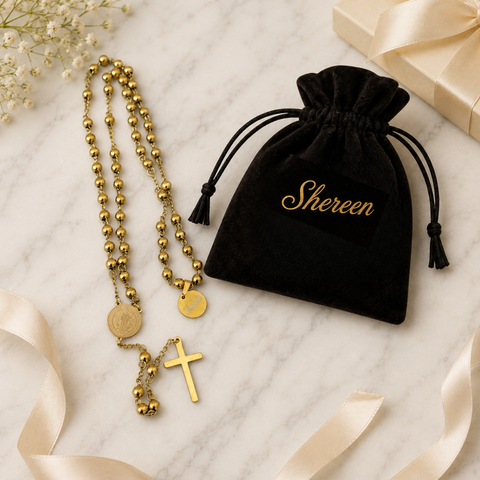 Personalized St. Benedict Stainless Steel Rosary – Gold & Two-Tone Custom Catholic Prayer Beads