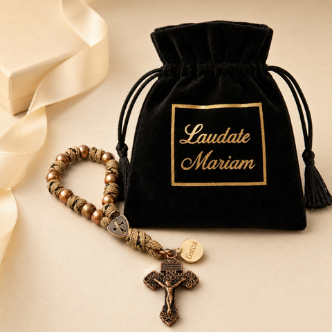 Jesus on the Cross Personalized Braided One-Decade Rosary