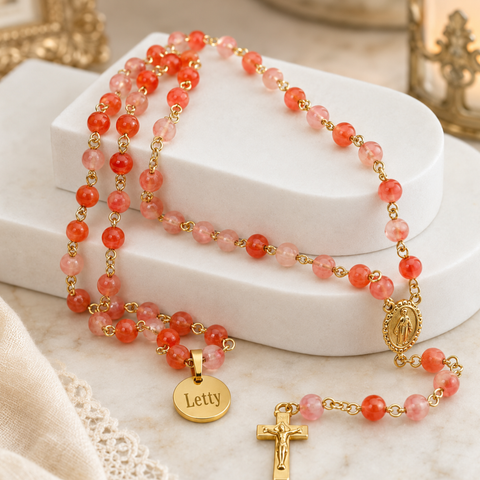Personalized Marian Medal Catholic Rosary