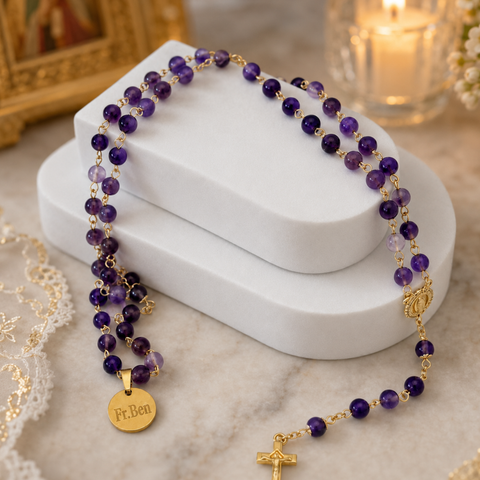 Personalized Marian Medal Catholic Rosary
