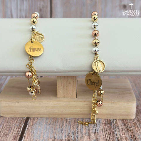 Personalized Our Lady of Guadalupe Tricolor Bracelet