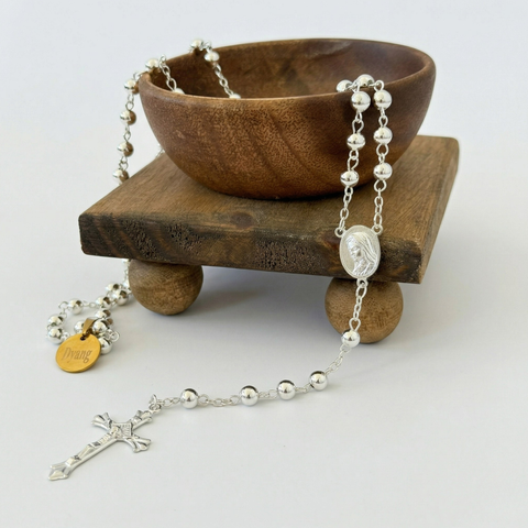 Personalized Divine Mercy & Blessed Virgin Mary Stainless Steel Rosary (Gold & Silver Catholic Gift)