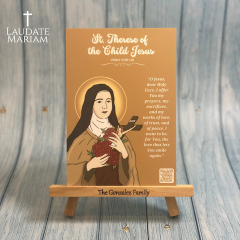 St. Therese of the Child Jesus Personalized Prayer Card with Scannable QR Code