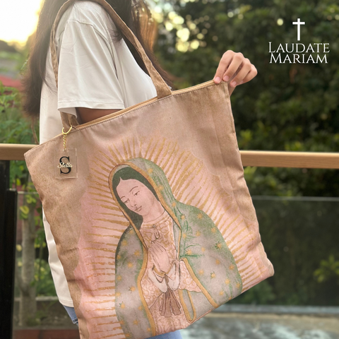 Our Lady of Guadalupe Tote Bag with Personalized Name Tag