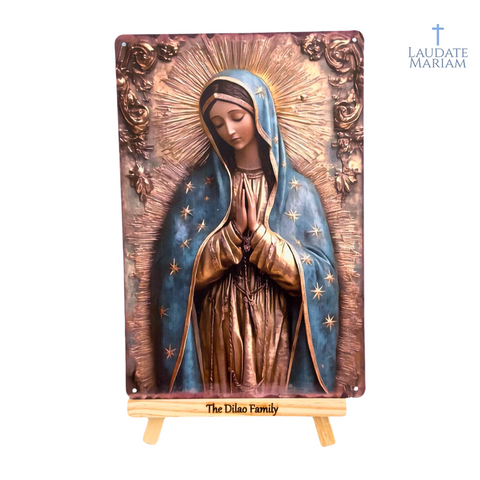 Our Lady of Guadalupe Personalized Faith Plaque – 7.87" x 11.8" Custom 2D Catholic Wall Art with Engraved Name