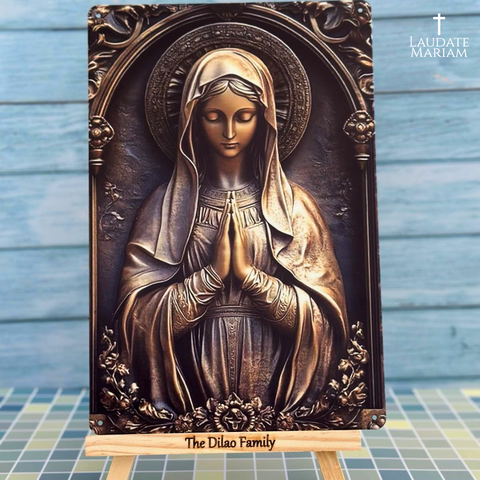 Blessed Virgin Mary Personalized Faith Plaque – 7.87" x 11.8" Custom 2D Catholic Wall Art with Engraved Name