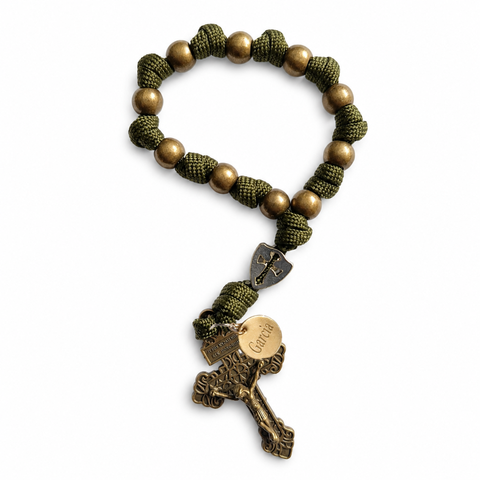 Jesus on the Cross Personalized Braided One-Decade Rosary