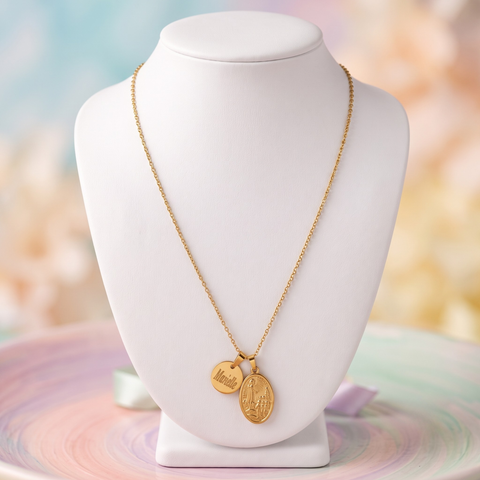 Our Lady of Fatima Personalized Necklace – Engraved Catholic Pendant