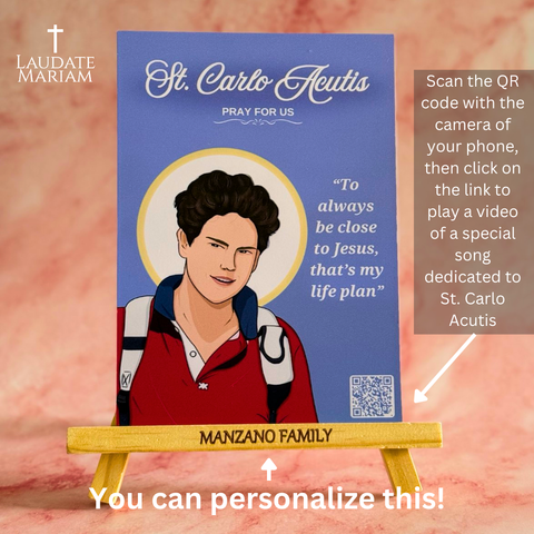 Personalized St. Carlo Acutis Interactive Prayer Card