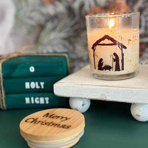 Personalized Christmas Nativity Scented Prayer Candle