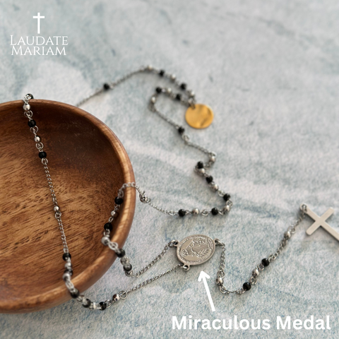 Personalized Miraculous Medal Rosary Necklace