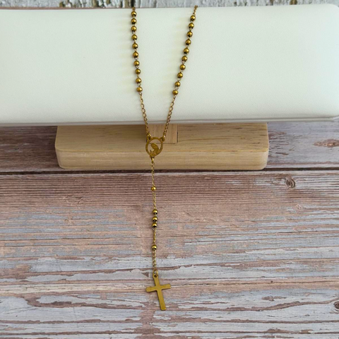 Rosary Necklace in Honor of the Blessed Virgin – Rust-Proof Gold Finish