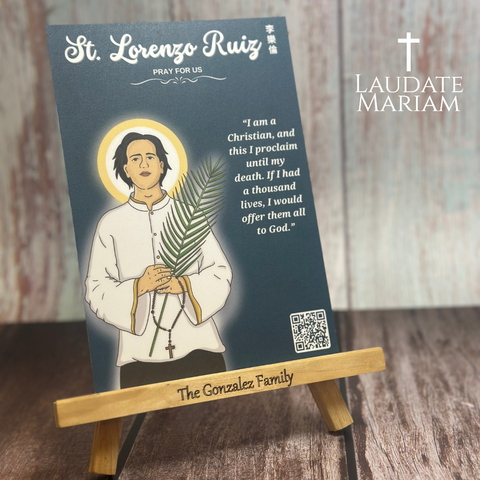 St. Lorenzo Ruiz Personalized Prayer Card with Scannable QR Code