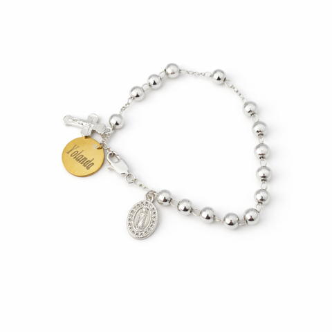 Personalized St. Benedict Stainless Steel Rosary Bracelet