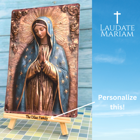 Our Lady of Guadalupe Personalized Faith Plaque – 7.87" x 11.8" Custom 2D Catholic Wall Art with Engraved Name