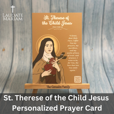 St. Therese of the Child Jesus Personalized Prayer Card with Scannable QR Code