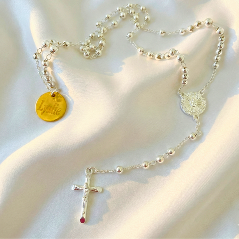 Personalized St. Joseph Rosary – Stainless Steel Silver Beads