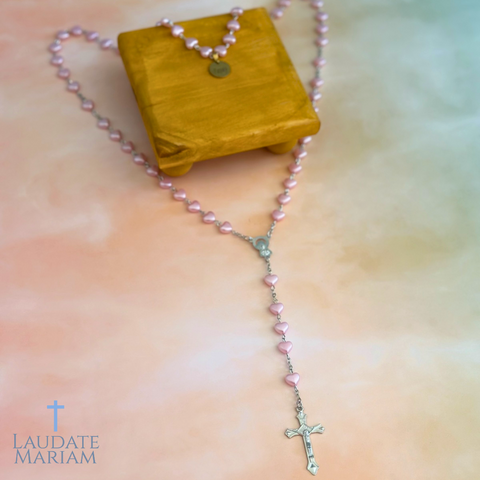Personalized All-Heart Rosary – Custom Engraved Name | Unique Heart Beads