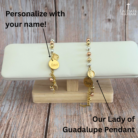 Personalized Our Lady of Guadalupe Tricolor Bracelet
