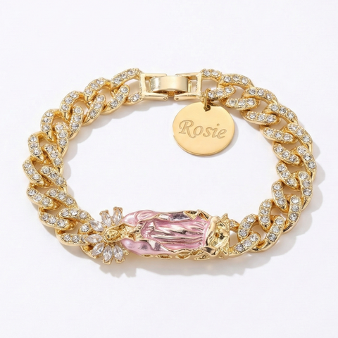 Our Lady of Guadalupe Devotional Bracelet with Zirconia Semi-Precious Stones